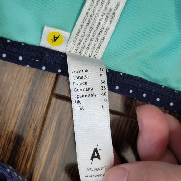 Azura Two Piece Halter Top Bikini BathingSuit Halter Tie Neck Navy Polka Dot Mix - Picture 4 of 13